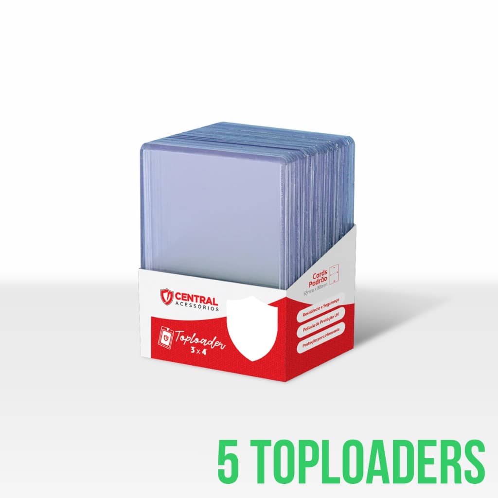 Kit 5 Central Toploader 3x4 Rígido Transparente 78 x 102mm Pokémon Magic K-Pop Cardgame