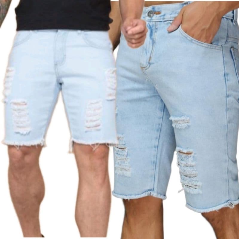 Bermuda Jeans Rasgada Masculina Destroyed Barato Qualidade mega promoção final de ano