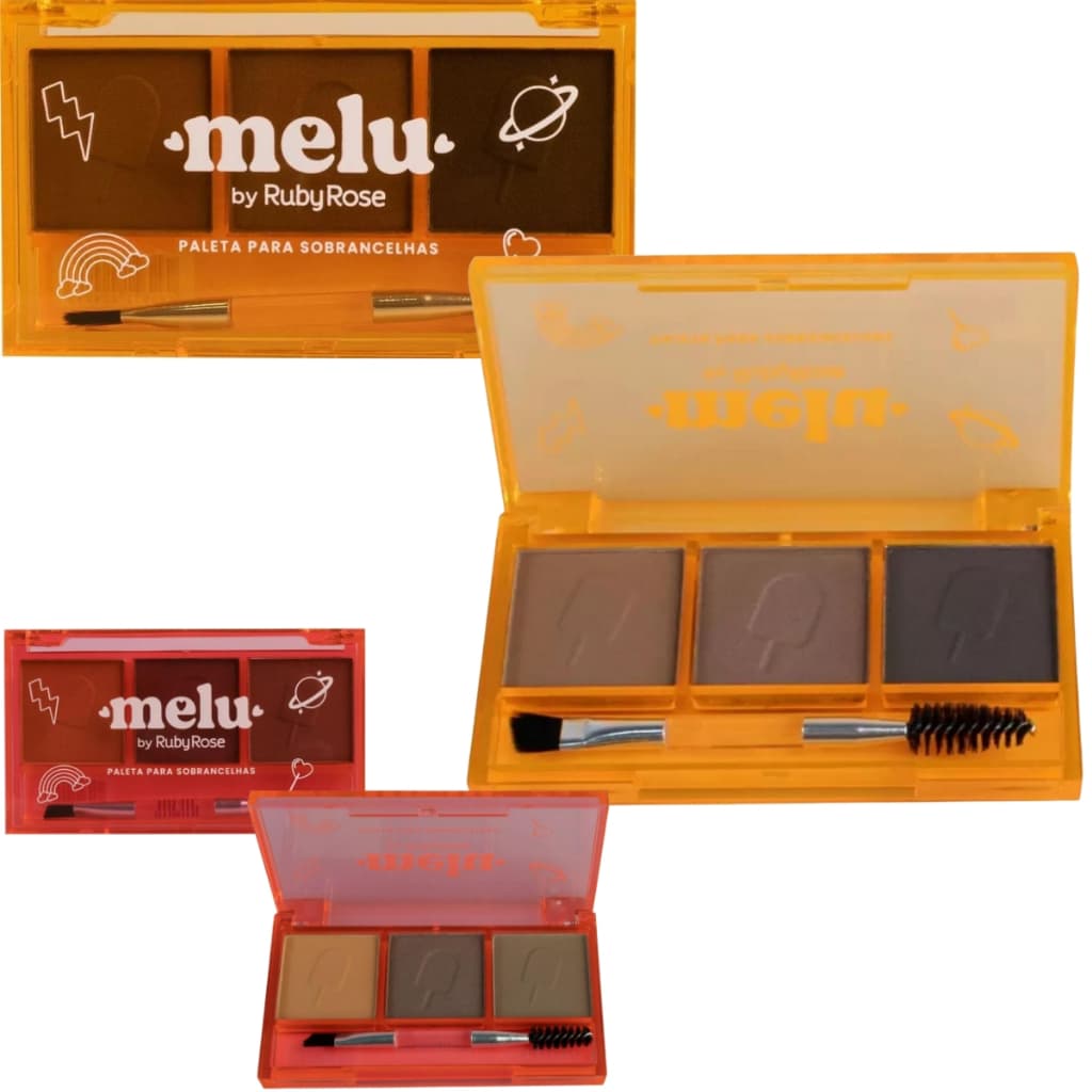 Paleta Trio de Sombra para Sobrancelha Melu By Ruby Rose - 2 Opções De Cores - Defina e Preencha com Perfeição