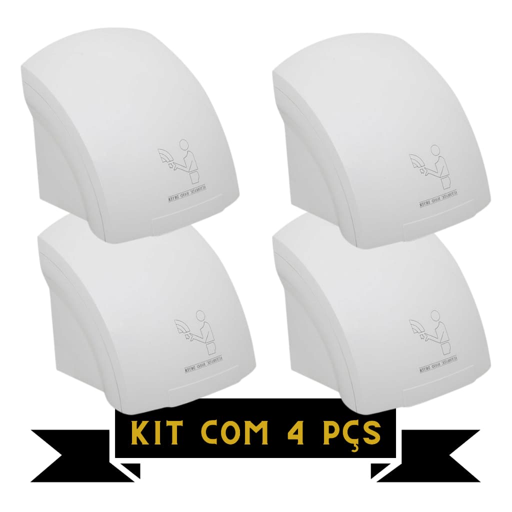 Kit 4 Secadores De Mãos Elétrico Sensor Automático 1800w - Motor Potente Alto Fluxo De Ar
