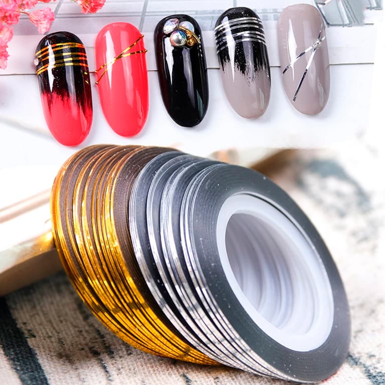 12 Rolinhos Fita Adesiva Para Design de Unhas Cores Sortidas