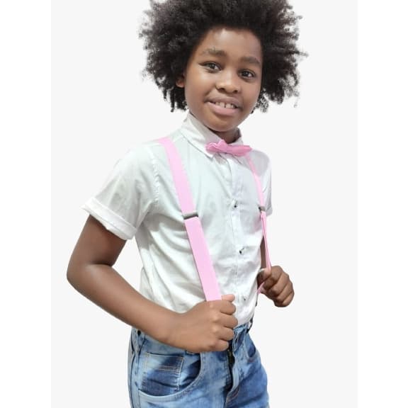 Kit suspensório + Gravata Ajustável Menino e Menina 0 á 8 Anos
