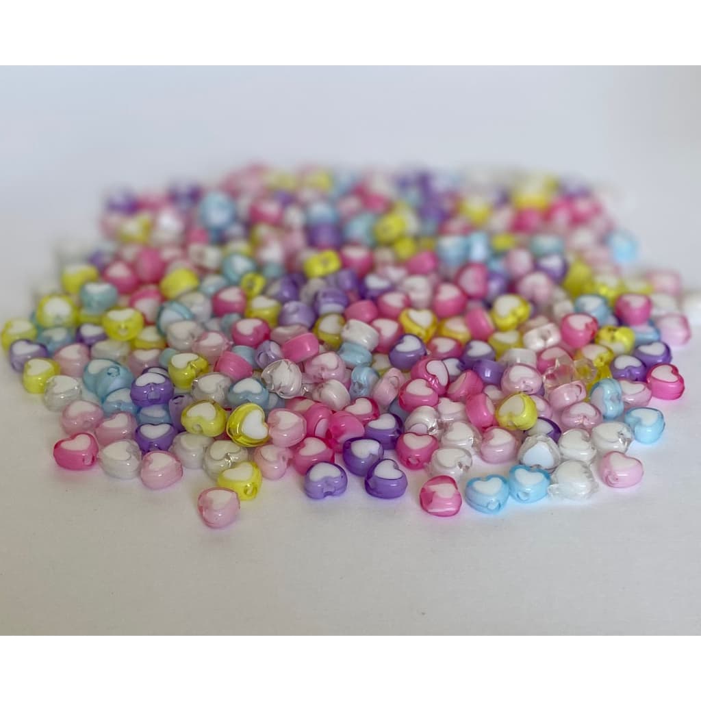 Miçanga Coração Colorida 7mm para Artesanato | Entremeio 50 ou 100 unidades