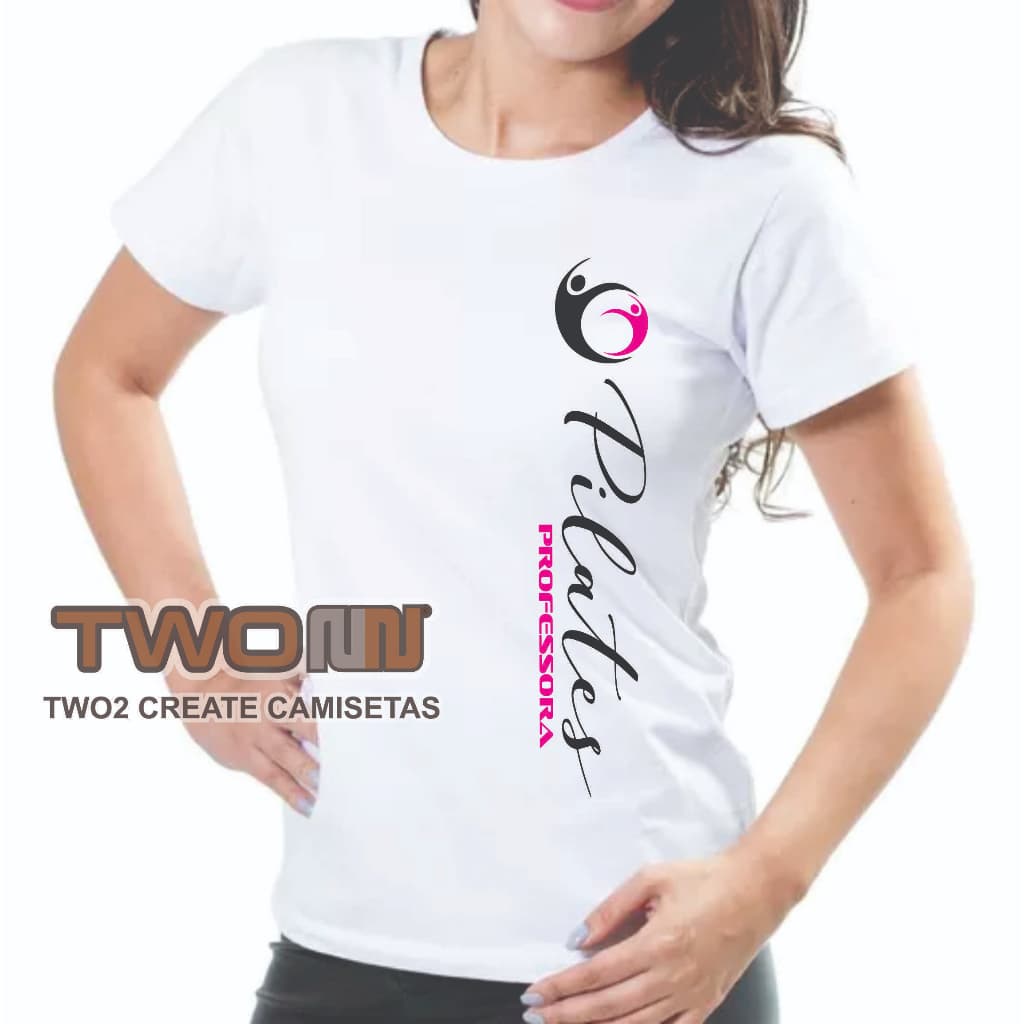 camiseta baby look pilates professora feminina dry fit