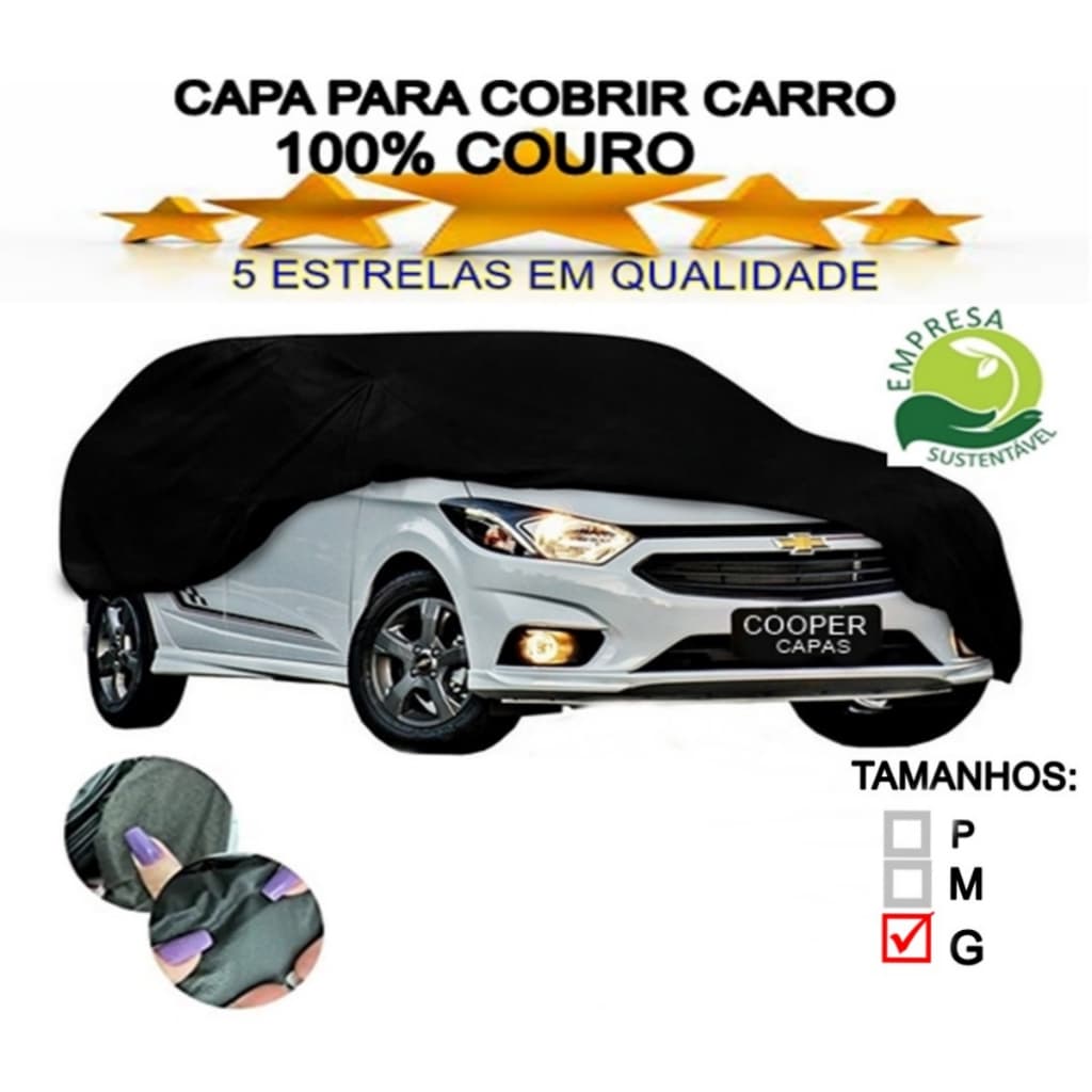 Capa De Cobrir Carro De Couro Ecológico 100% Forrada Impermeável