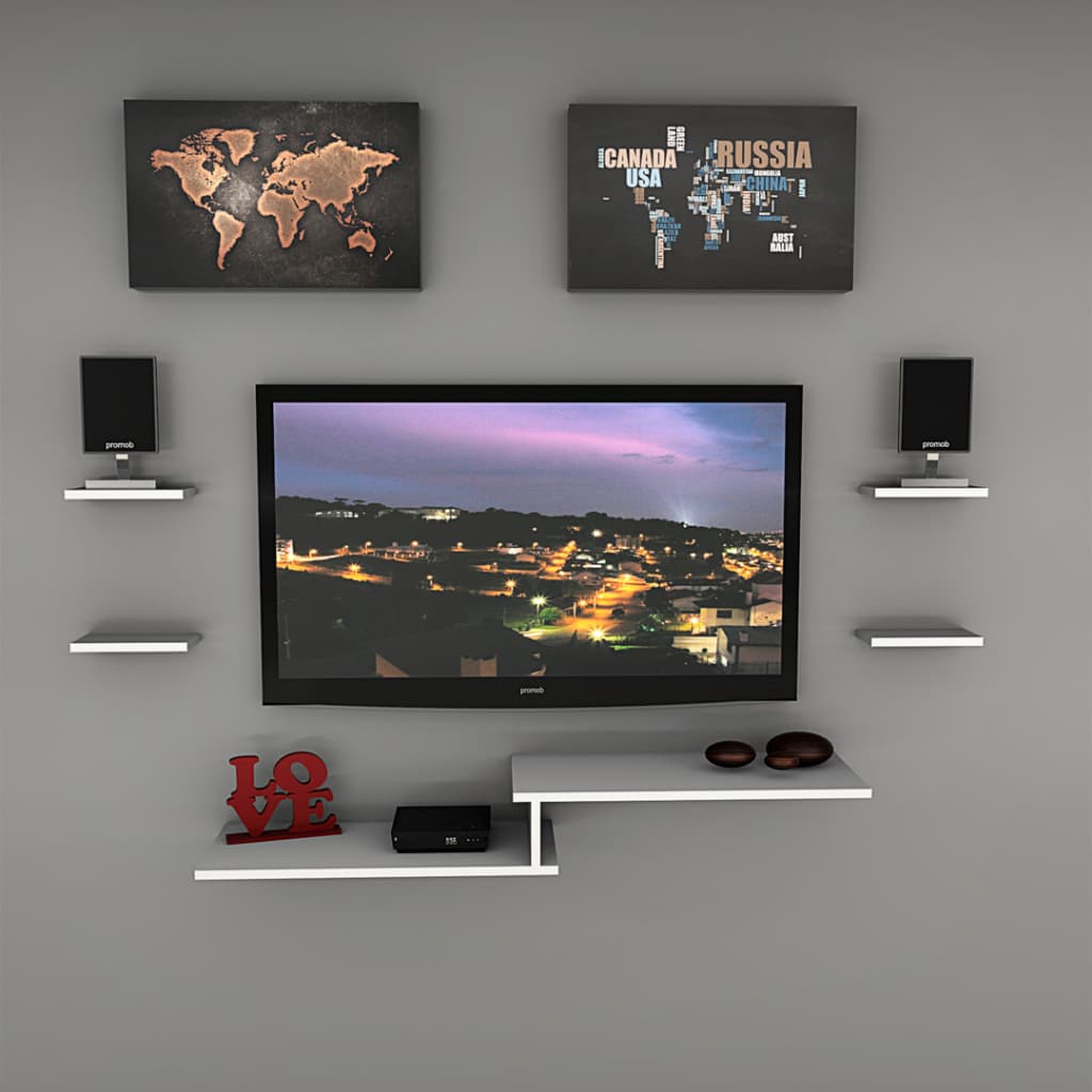 Rack Suspenso Para Quartos E Salas Com 4 Nichos/Prateleiras