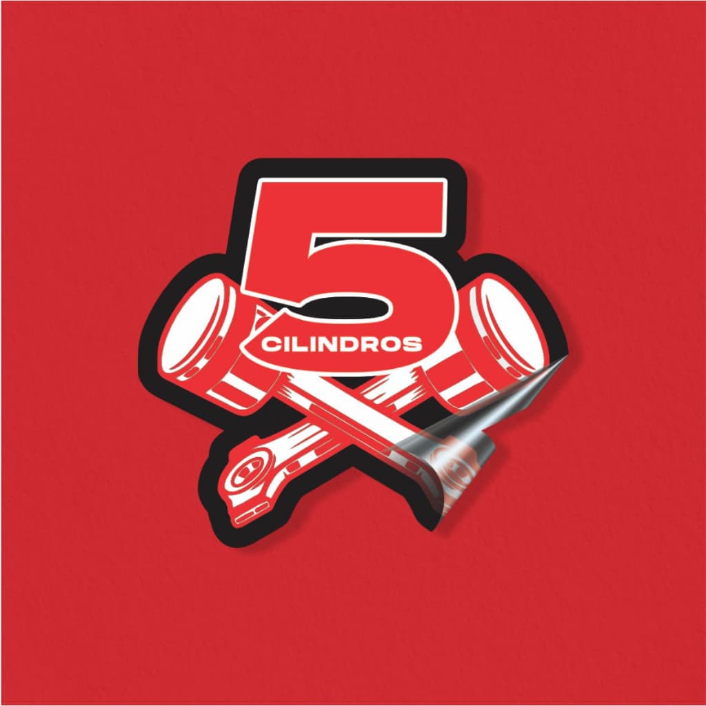 Adesivo_ Sticker _ Carro _ 5 Cilindros _ 5 CM