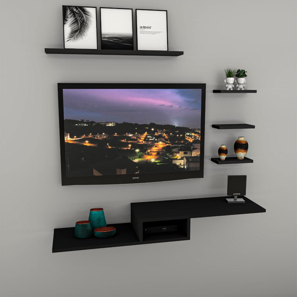 Nicho para sala rack suspenso 4 prateleiras quarto