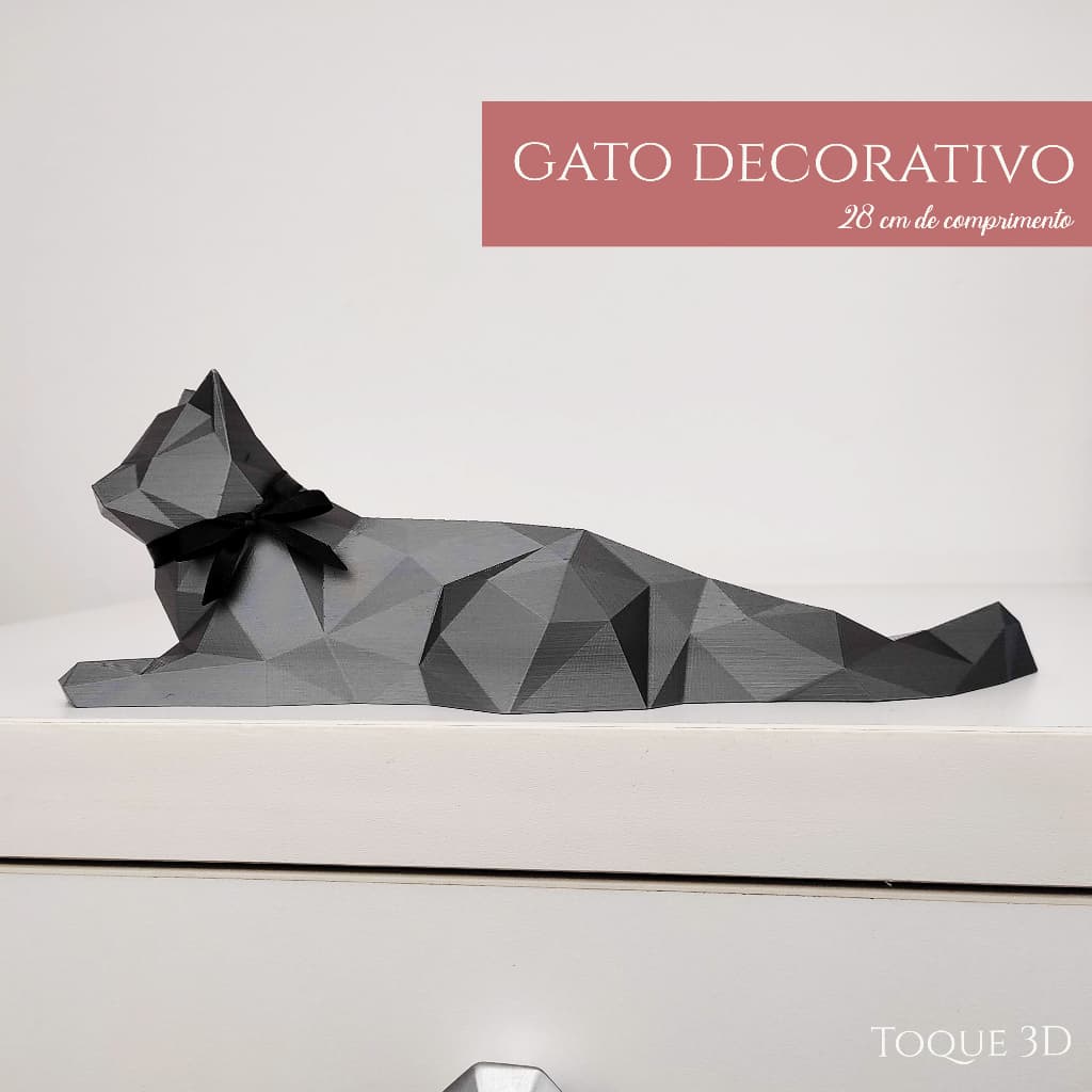 Gato Deitado - Decoração, Presente, Enfeite,Gatinho