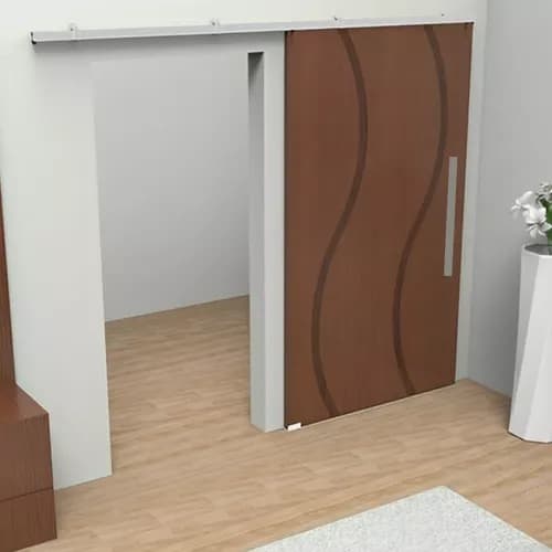Kit Para Porta de Correr Roldana Concava 4 Rodas Trilho Aluminio Natural