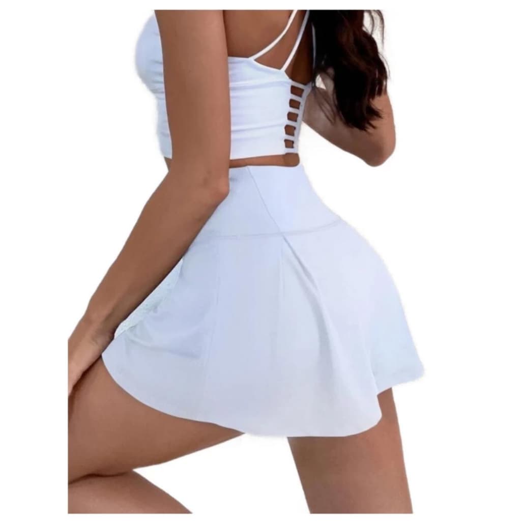 Shorts Saia Cintura Alta Treino Academia Musculação