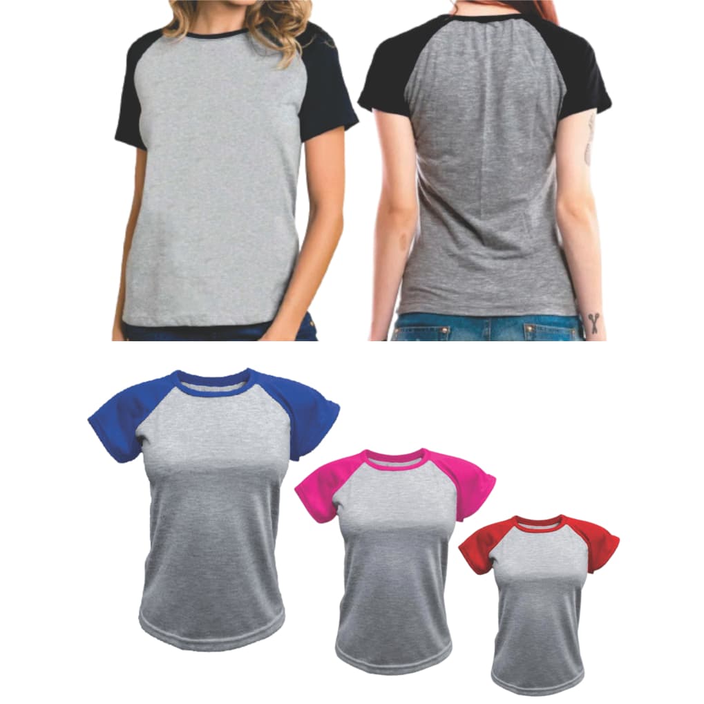BabyLook Raglan Feminia 100% poliéster para sublimação