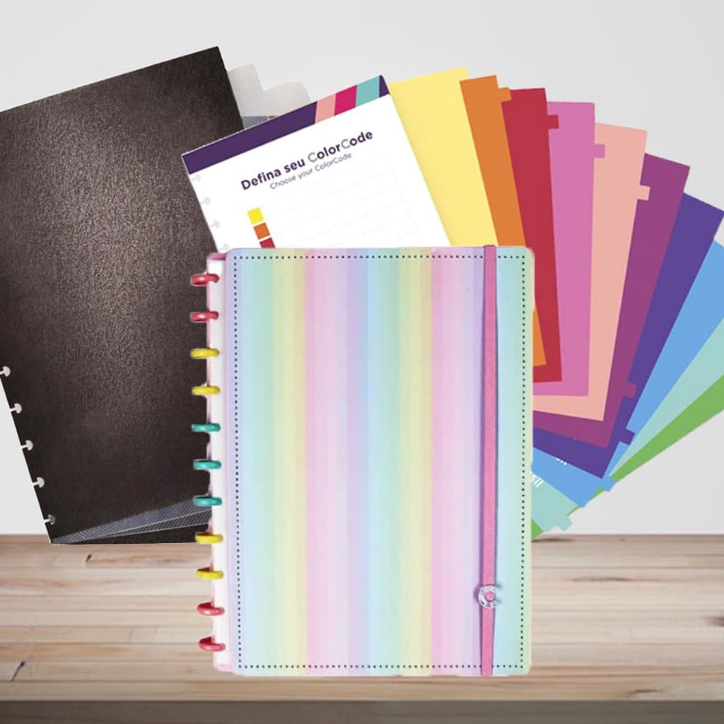 Caderno Inteligente Felicity By Alexity Grande + Divisórias P/ Caderno Inteligente  +  Refil Pautado Grande 50 Folhas
