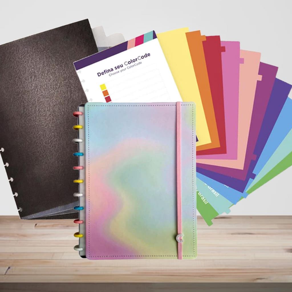 Caderno Inteligente Candy Splash Grande + Divisórias P/ Caderno Inteligente  +  Refil Pautado Grande 50 Folhas