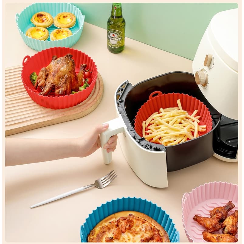 Kit 4 Forma de Silicone Flexível para Fritadeira Air Fryer Forno e Microondas