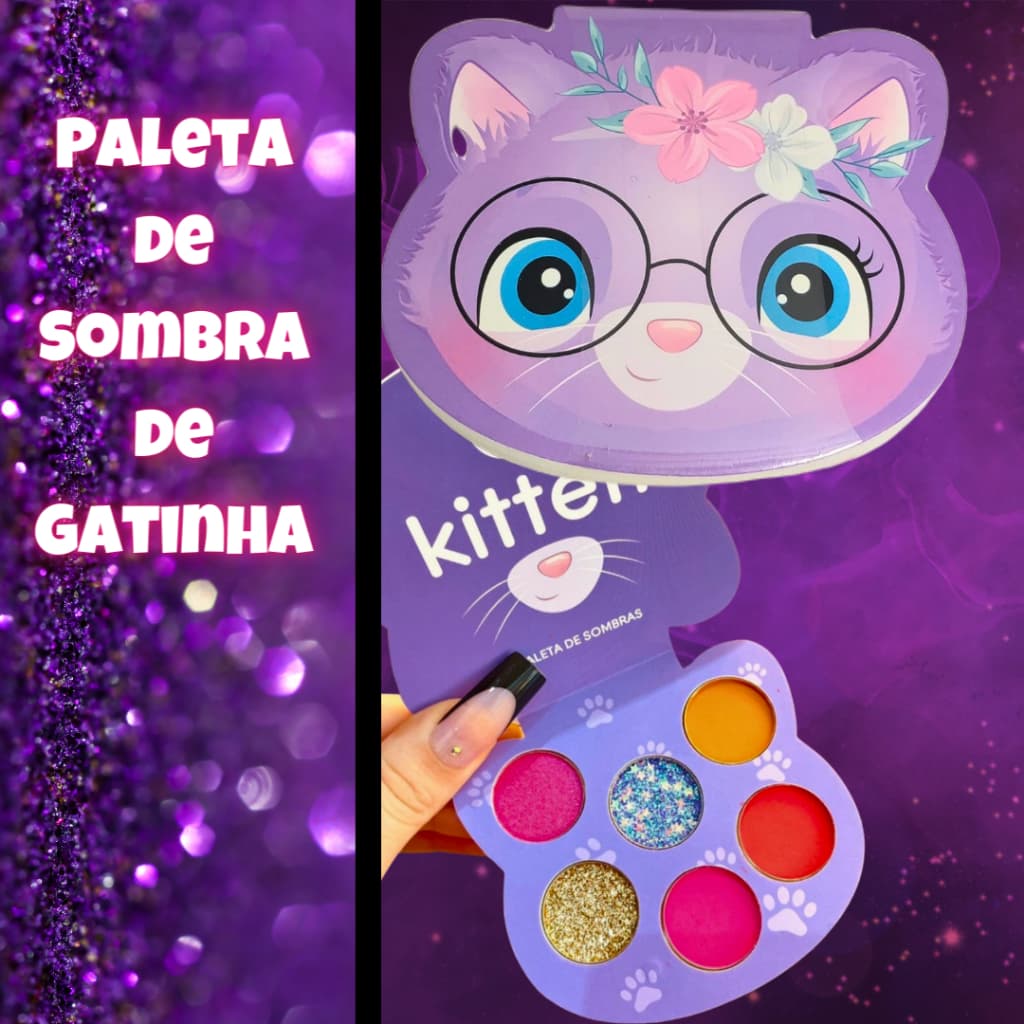Paleta de Sombras 1 sombra cintilante 3 sombras matte 2 tons de glitter prensado. Mylife Kitten