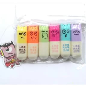 Kit Mini Marca Texto Modelo 6 Cores Com Estojo