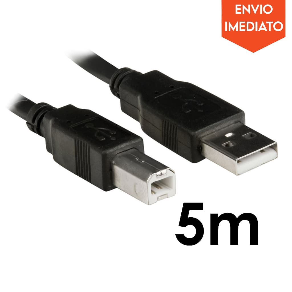 Cabo para Impressora USB 2.0 AM x BM 5m - PlusCable PC-USB5001