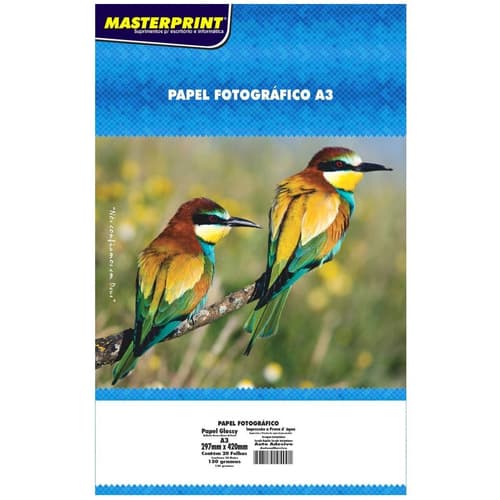 20 Fls Papel Fotográfico A3 130g Auto Adesivo Masterprint Premium