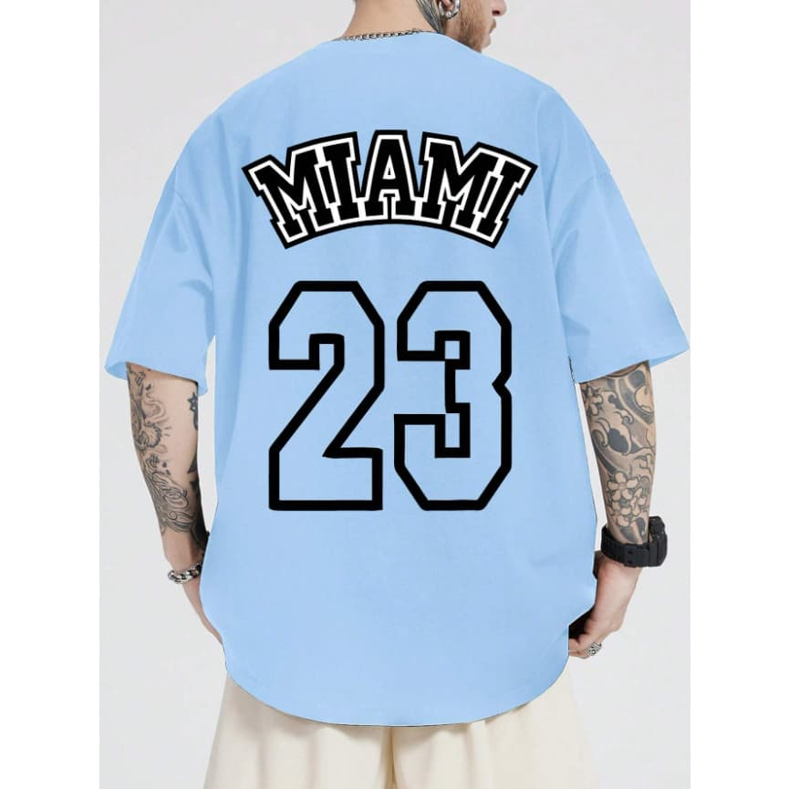 Camiseta Oversized Miami 23 Bordado Grafico Esportivo Street