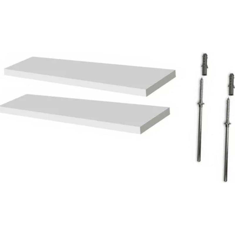 JOGO 2 PRATELEIRAS 120x20cm  EM MDF 15mm - BRANCO + Suporte Invisível
