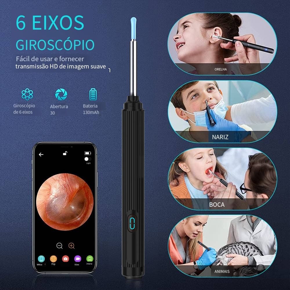 Visão inteligente ear stick endoscópio alta precisão pick-up mini câmera otoscópio cuidados de saúde orelha limpa