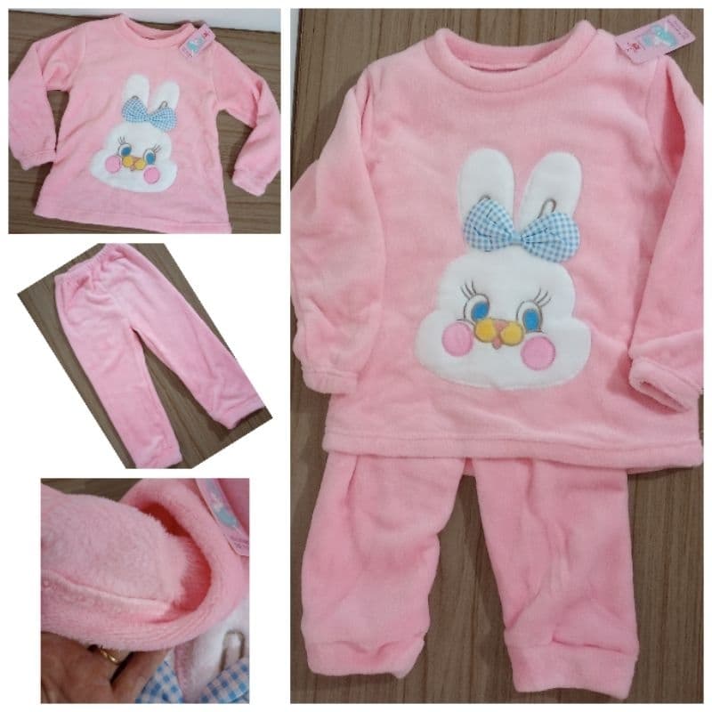 Conjunto infantil criança menina soft peluciado - novo