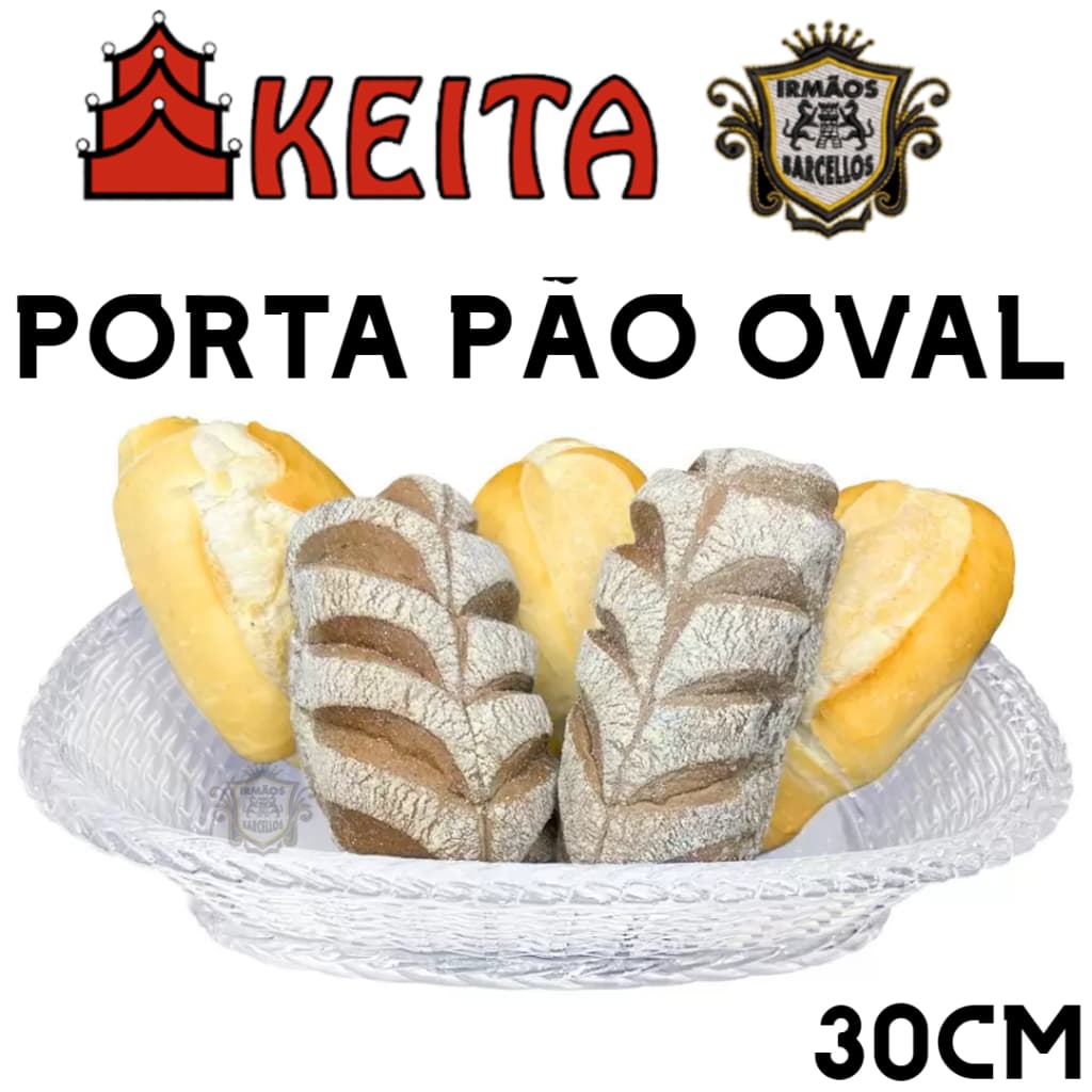 Cesta Porta Pão Modelo Oval Trançado 30CM Cristal Acrílico - Utensílios De Cozinha Serve Pao Keita