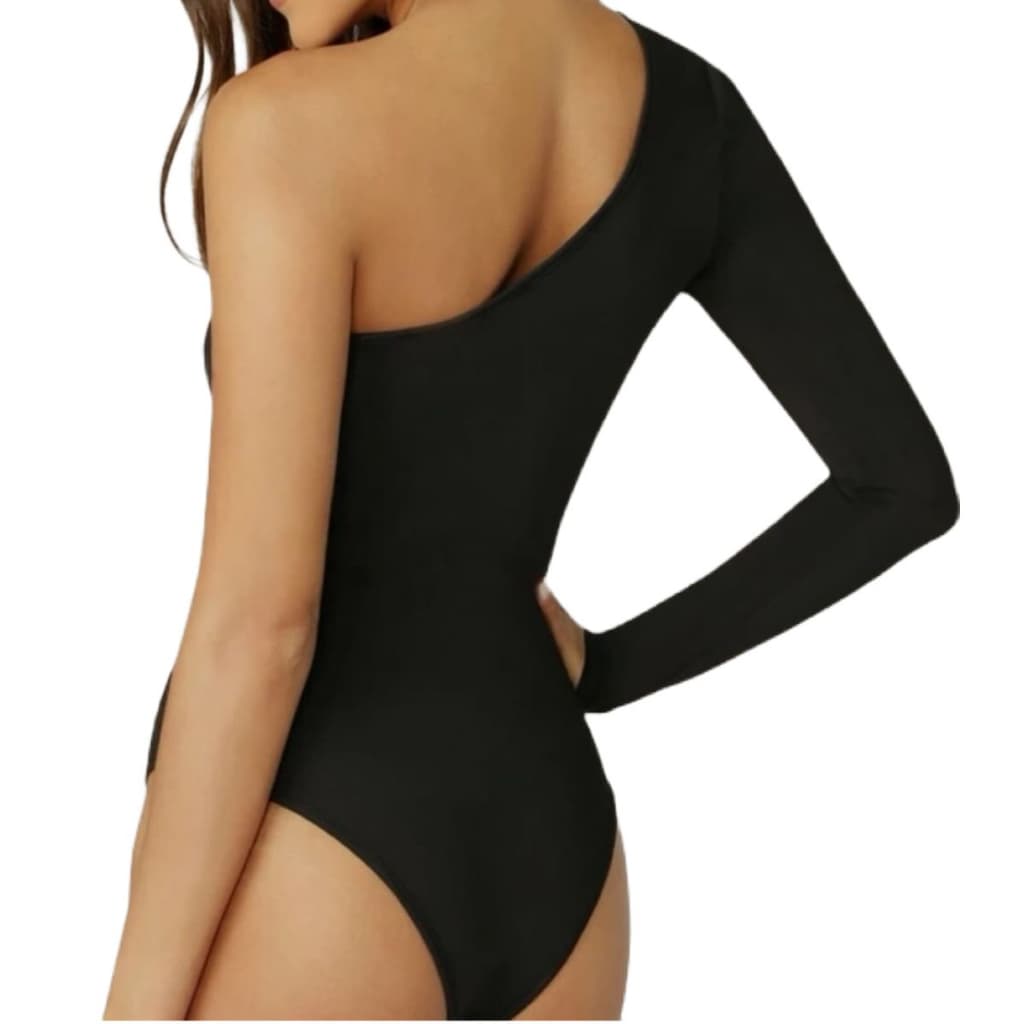 Body Manga Única Blusa Feminina Mula Manca em Suplex Com Bojo Manga Longa
