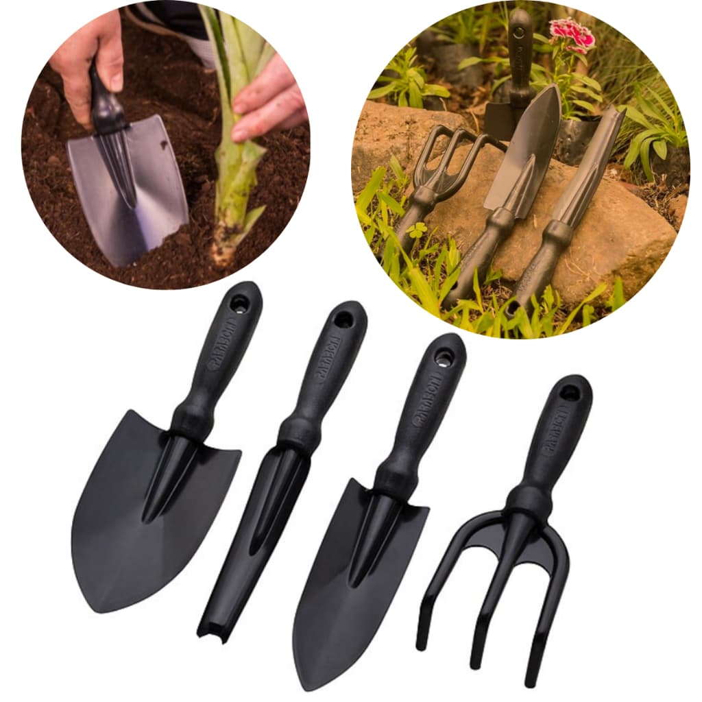 Kit Jardinagem Conjunto 4 Peças Reforçado Pá Larga Pá Estreita Ancinho Arranca Inço Jardim e Horta