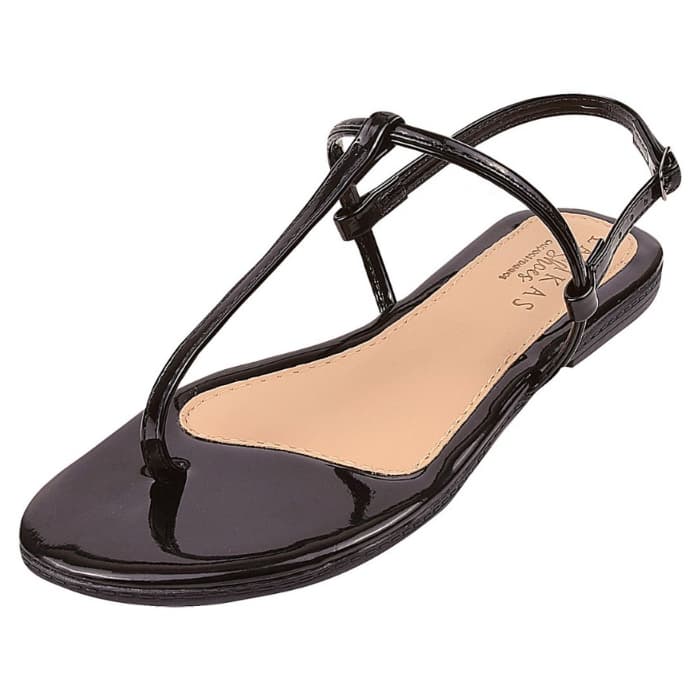 Sandalia Feminina rasteirinha Basica Casual Pratica Moderna Preto Verniz