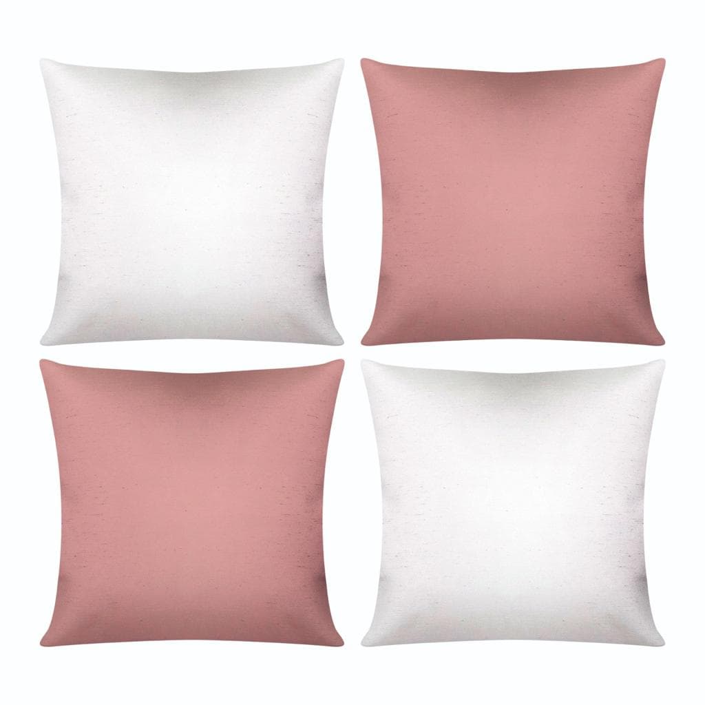 Kit 04 Capas de Almofada Estampas Modernas Baratas 42cm x 42cm Digital Branco e Rosê