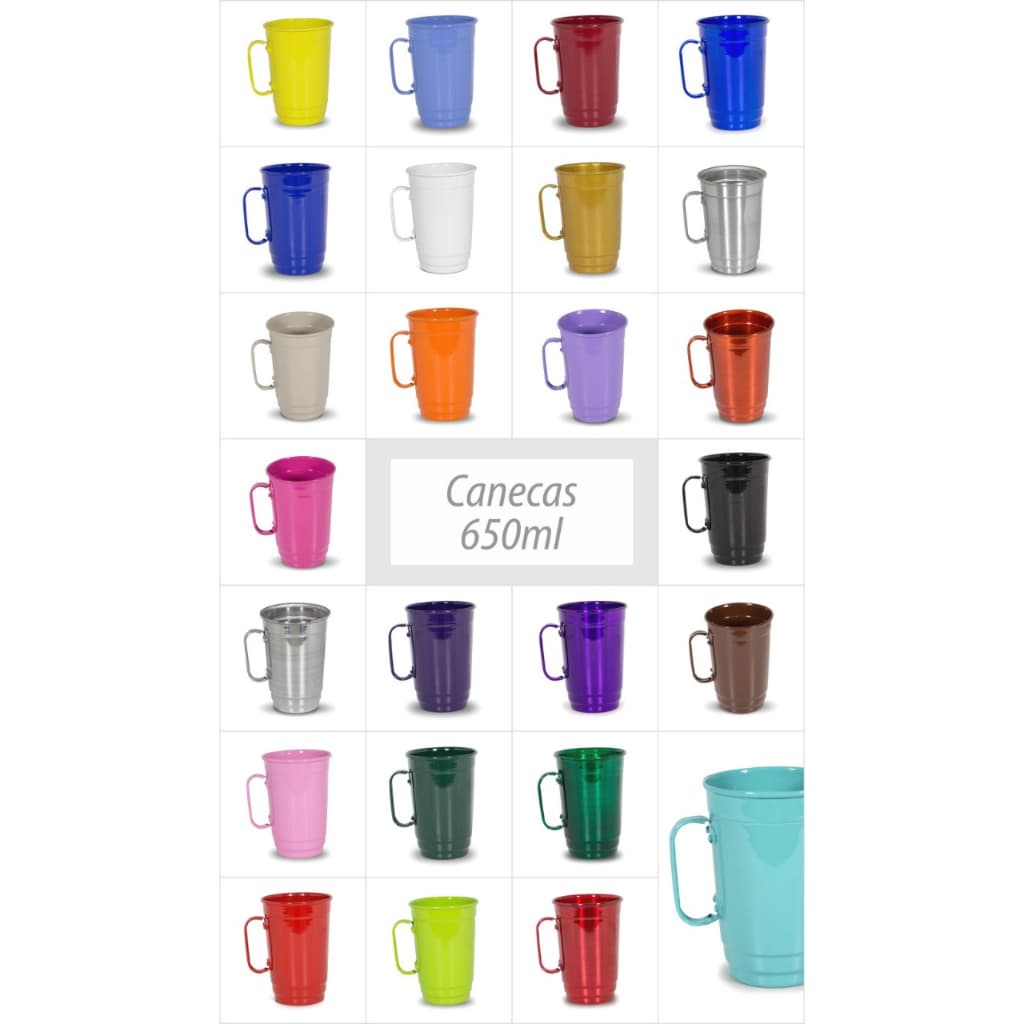 KIT COM 15 CANECAS DE 650 ML EM ALUMINIO
