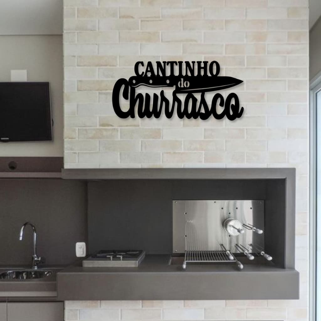 Placa Cantinho do Churrasco Area Gourmet Decorativa Quadro Decorativo Quadro Cantinho do Churrasco Personalizada Decoração para Parede Área Churrasco Placa Decorativa Churrasqueira Vazado MDF 3mm Decorativo Fosco Escultura 3D