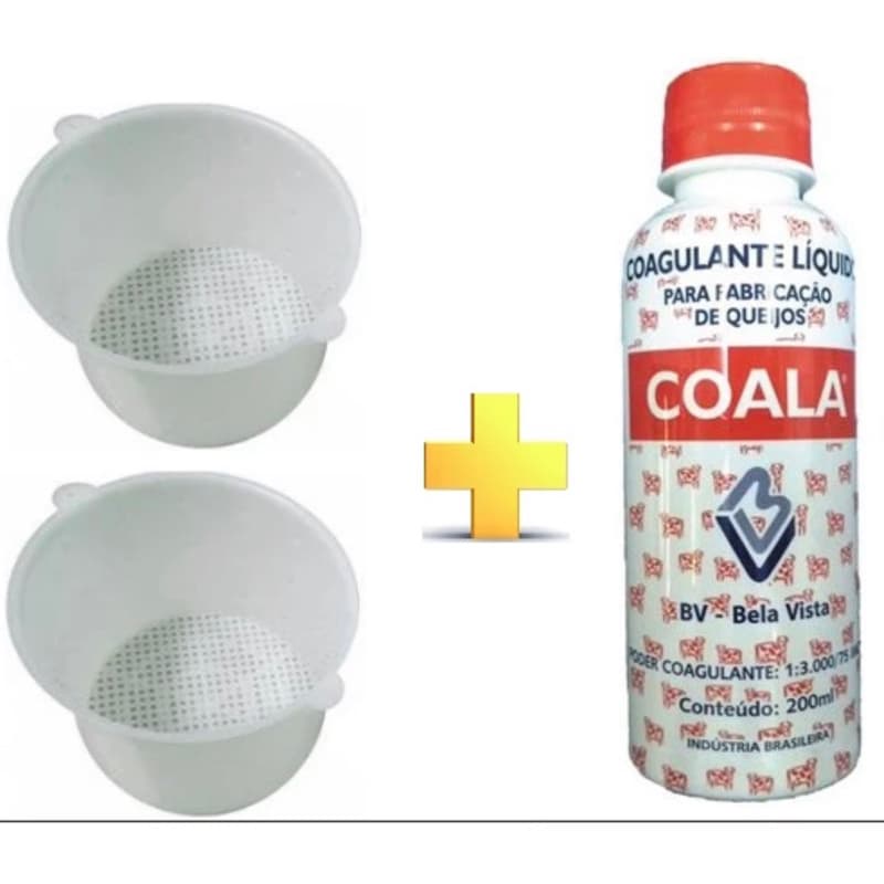 Kit Coalho Líquido Coala 200ml Coagulante Queijo + 2 Formas 500g
