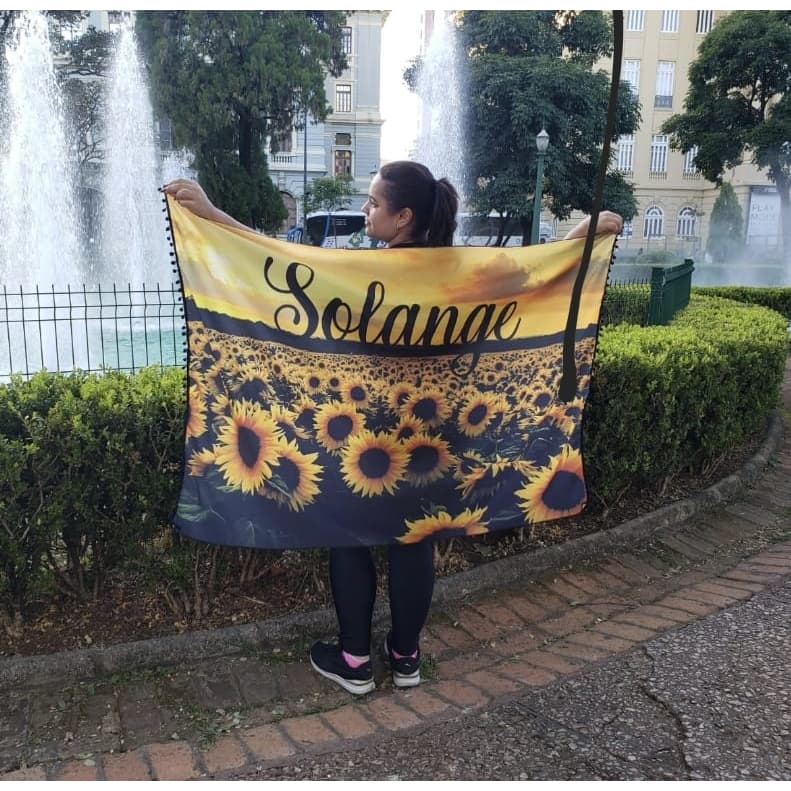 Canga Saída  de Praia Pareô Personalizada com nome Girassol