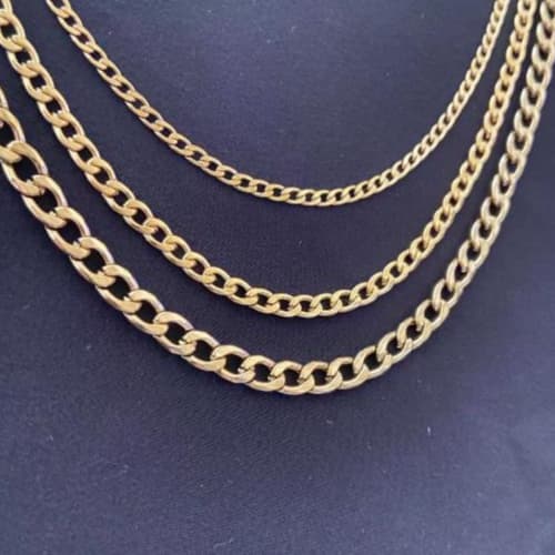 Corrente Masculino 60cm 3mm-5mmFino Aço Inoxidável dourado 316L
