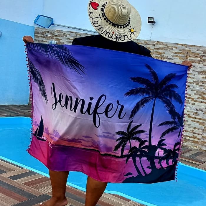 Canga Saída de Praia Pareô Coqueiro Lilás