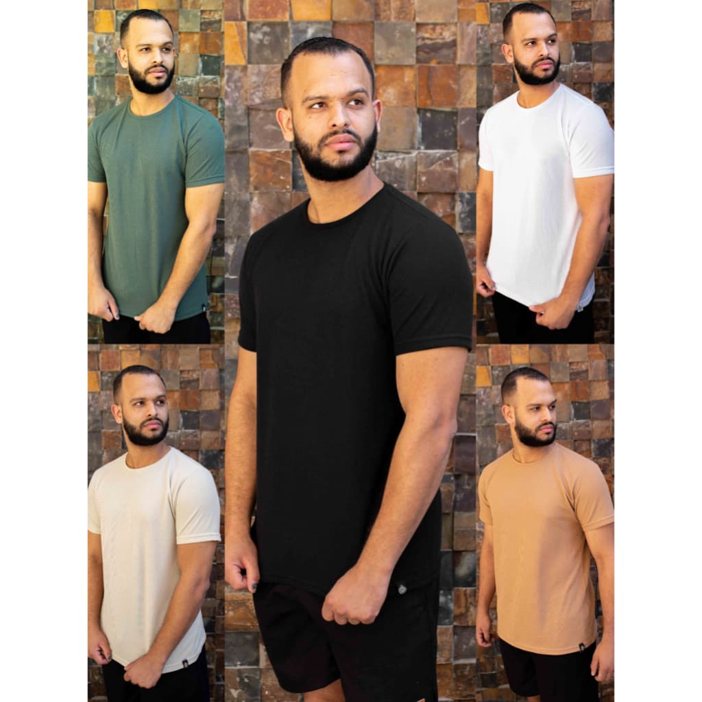 Camiseta Masculina Malha Algodão Texturizada