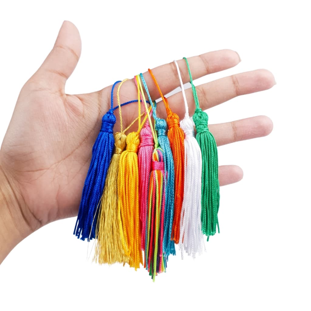 Pingente Tassel de Seda 7cm Sortido Para Artesanato 100 Uni | Ideal para Lembrancinhas e Decoração