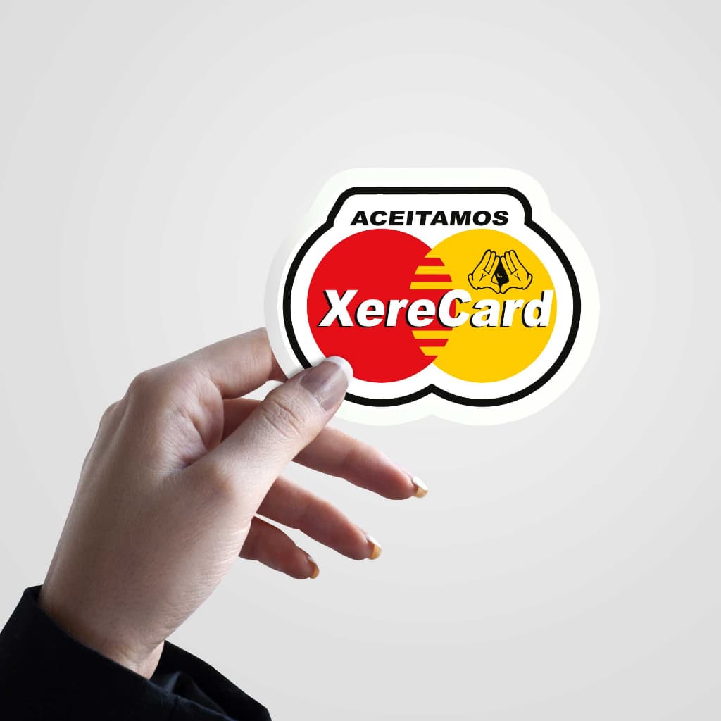 Adesivo Pequeno ACEITAMOS XERE CARD _ 10 cm - CÓD: XERE01