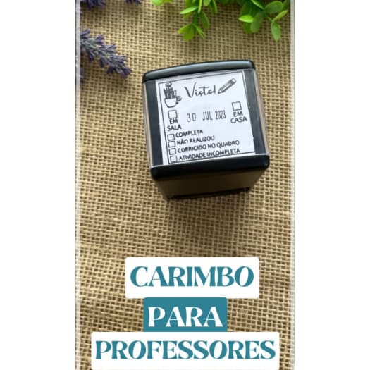 CARIMBO COM DATA PARA PROFESSOR ( ARTE AJUSTAVEL)