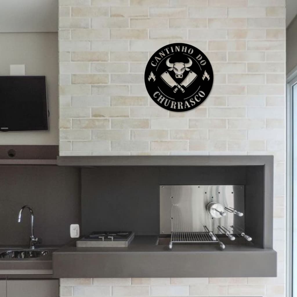 Placa Decorativa Churrasqueira Quadro Decorativo Área Gourmet Cantinho do Churrasco Quadros Decorativos Quadro Cantinho do Churrasco Placa Personalizada Decoração para Parede Decoração Área de Churrasco Escultura de Parede Mdf Vazado 3mm 3D