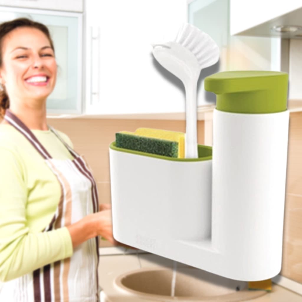 Porta Detergente E Dispenser De Pia Sabonete Líquido Luxo Suporte Bucha Esponja De Lavar