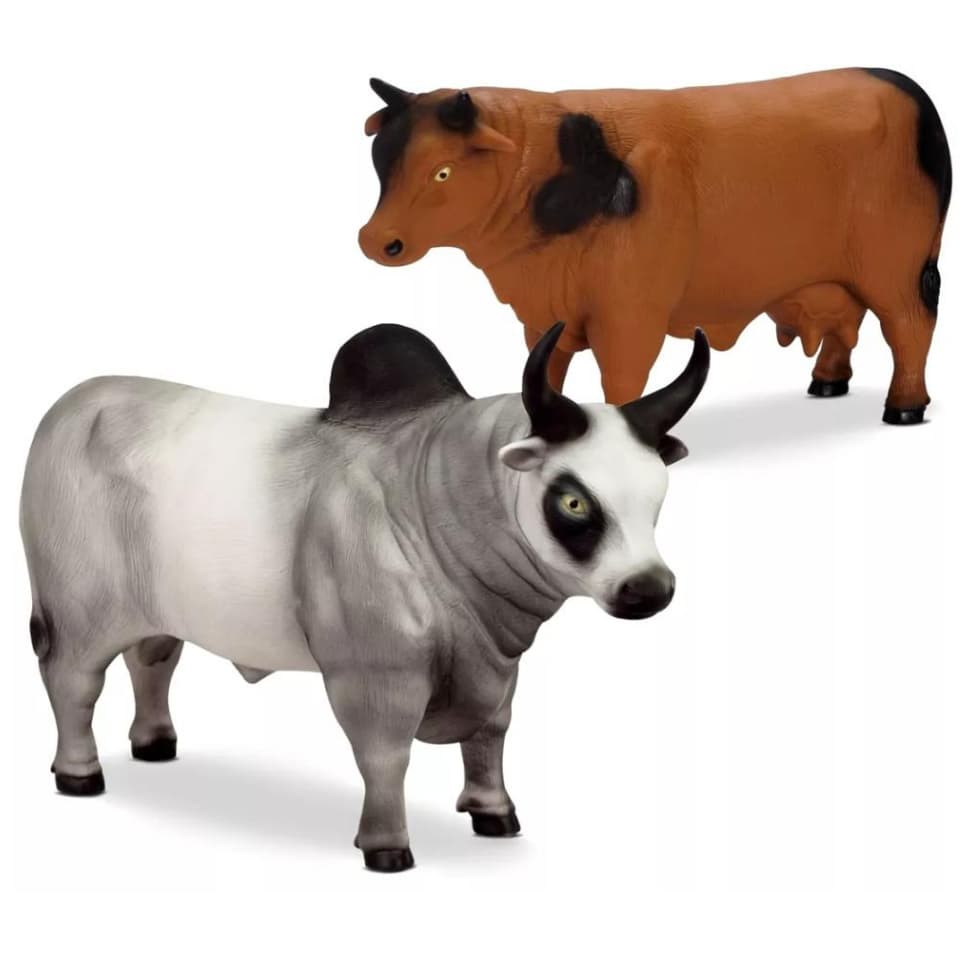 kit Touro + Vaca Animais da Fazenda Brinquedos - Envio Imediato - Bee Toys