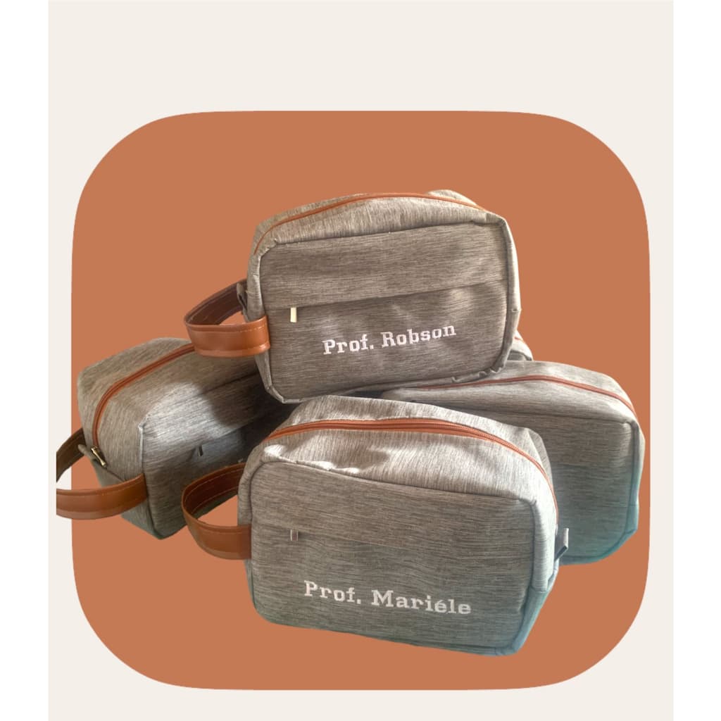 Kit 6 necessaires luxo personalizadas bordada nome dia dos professores, pais, mães