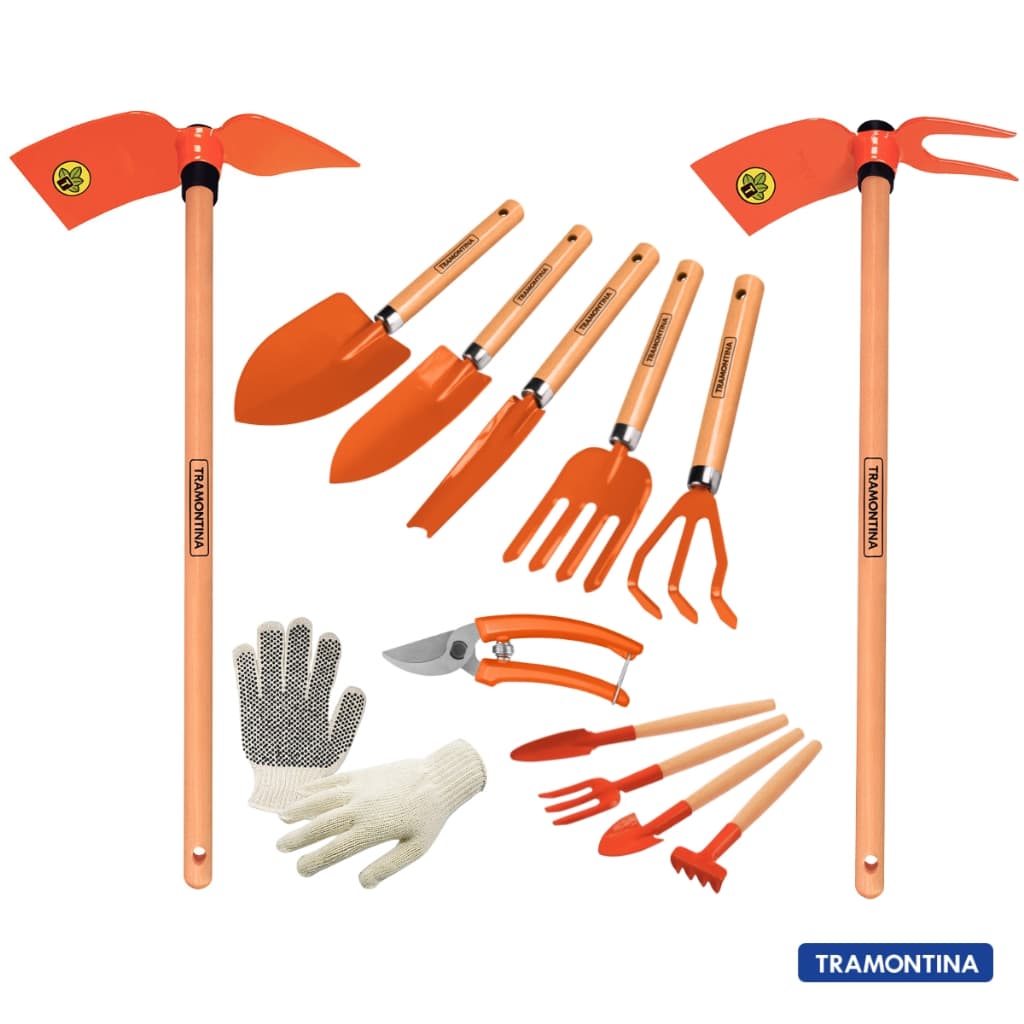 Kit 12 Peças Materiais De Jardinagem Profissional Tramontina + Luva