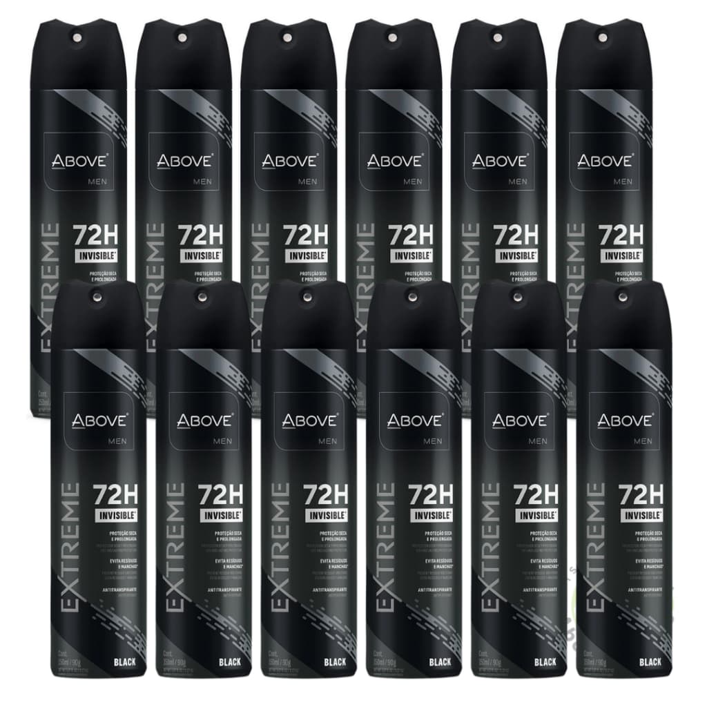 Desodorante Above Extreme Black 150ml Kit 12 unidades