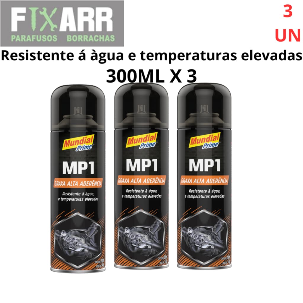 KIT 3 UNIDADES Graxa Alta Aderência MP1 em Spray 250 ml Mundial Prime