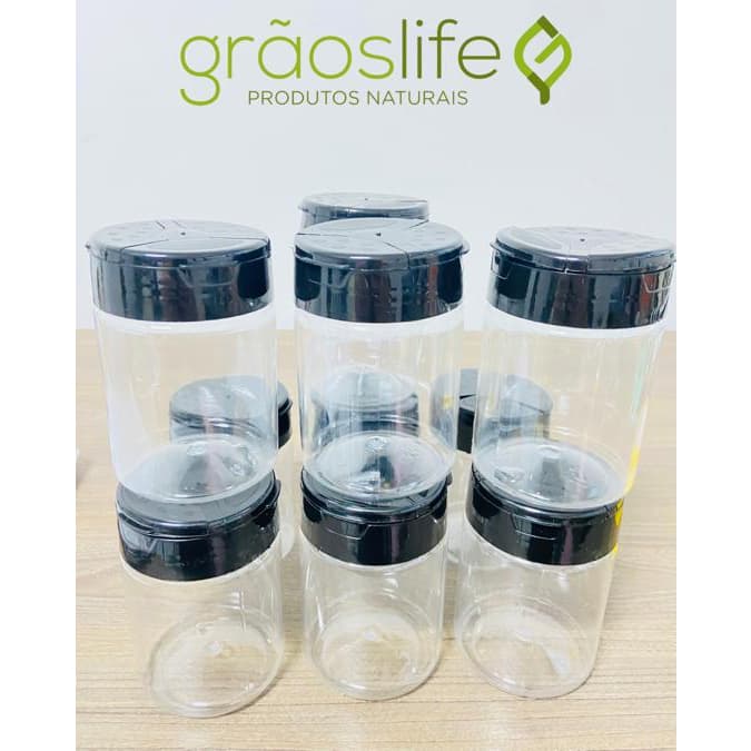 kit com 10 potes porta tempero 250 ml tampa tripartida - Potes Plasticos